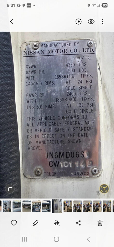 1982 Datsun 720 Pickup White